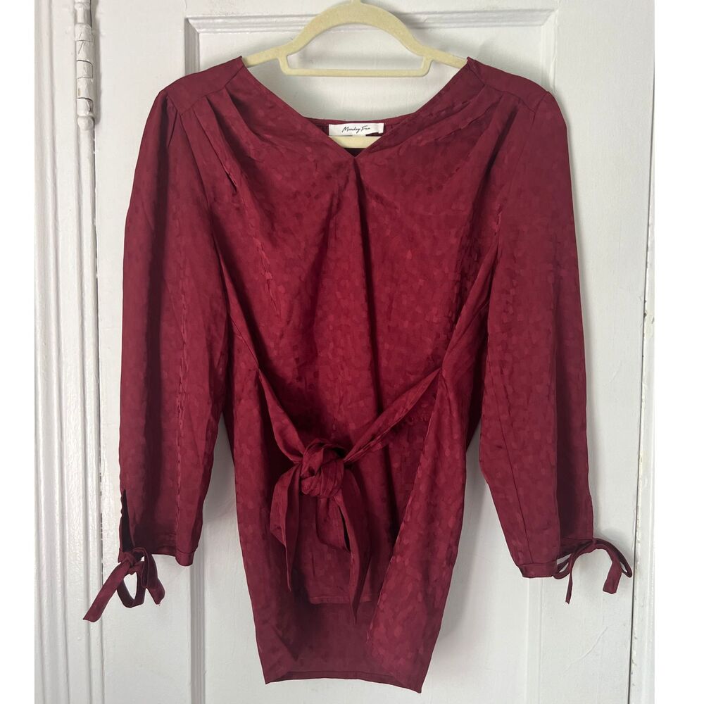 Monday Fun Top Women's  Blouse Kayla Button Blouse Burgundy - Size S